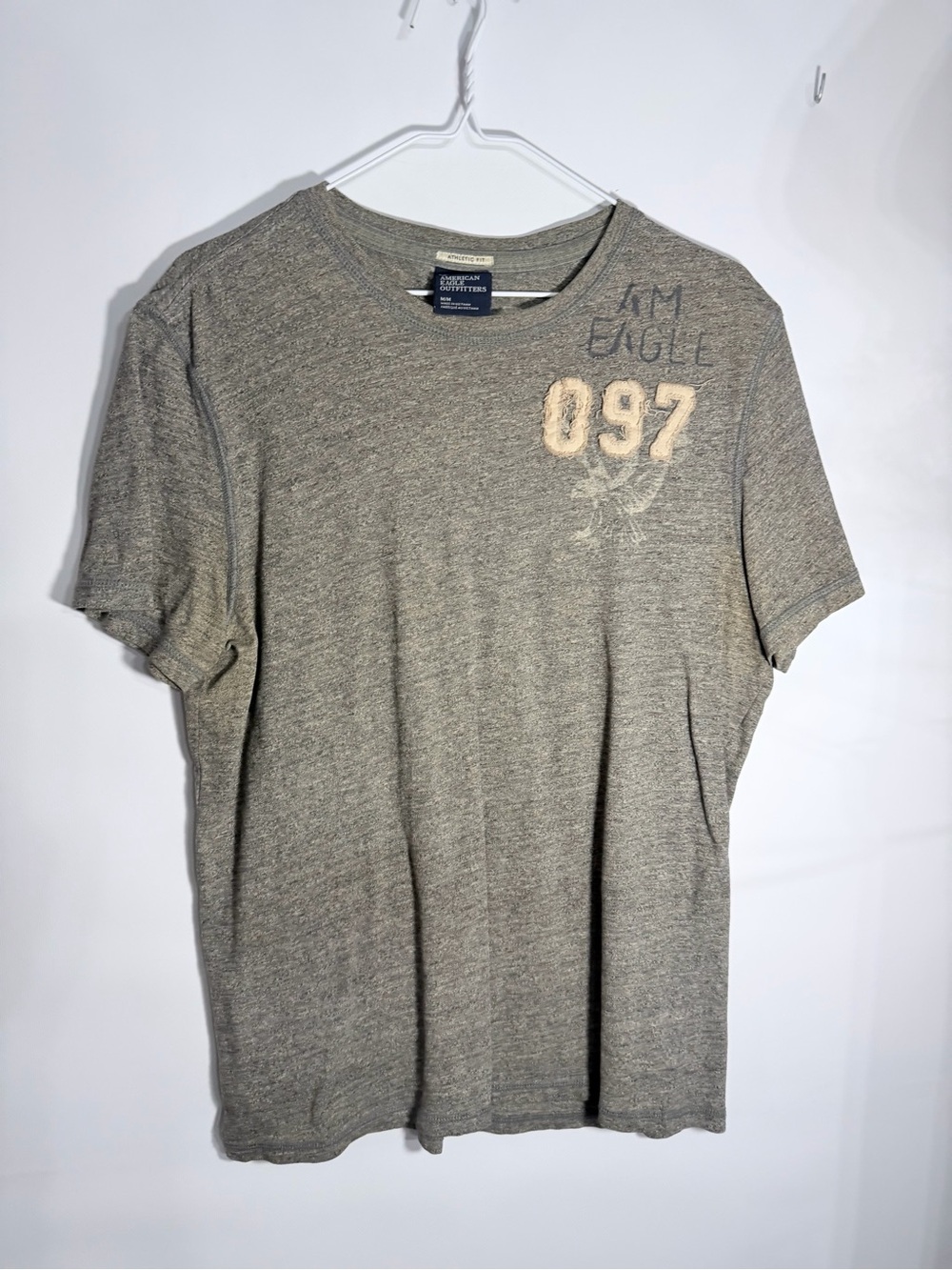 American Eagle Outfitters Gray Crewneck Tee with Number Graphic